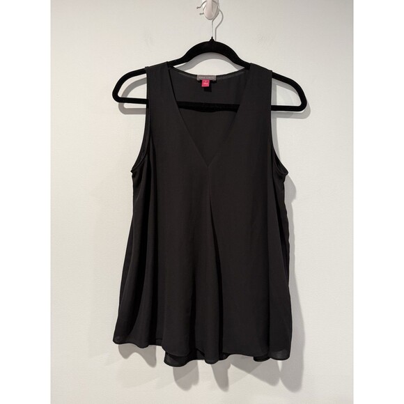 Vince Camuto Top Womens Small Black Sleeveless V-Neck Sheer Lightweight Career - Picture 1 of 5